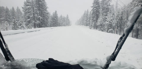 snow driving in the 4x4 sprinter adventure van