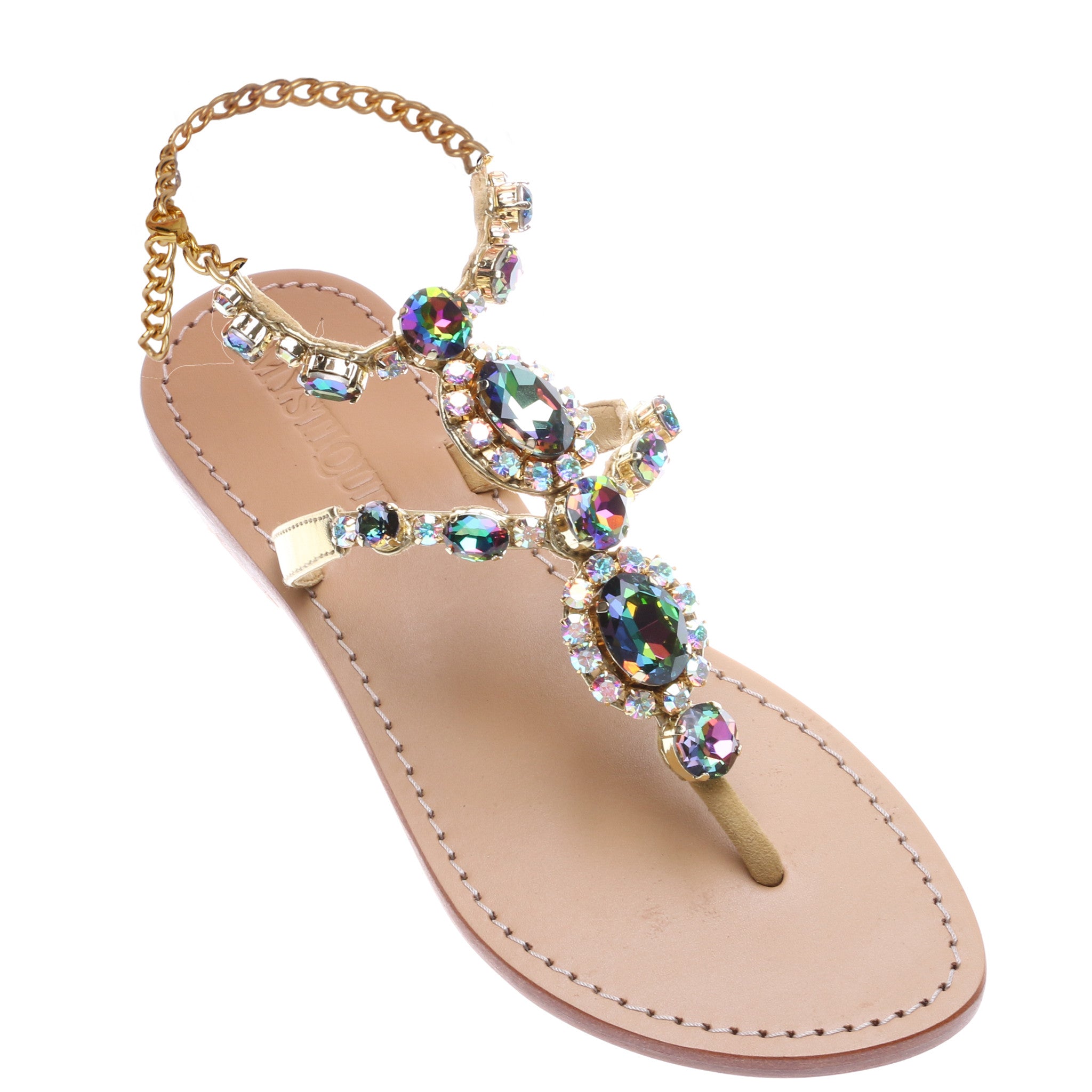 Women's Handmade Jeweled Leather Sandals - Mystique Sandals