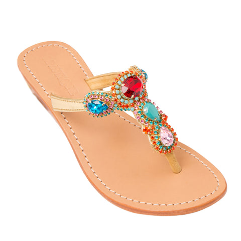 Costa Rica - Women's Leather Jeweled Sandals | Mystique Sandals