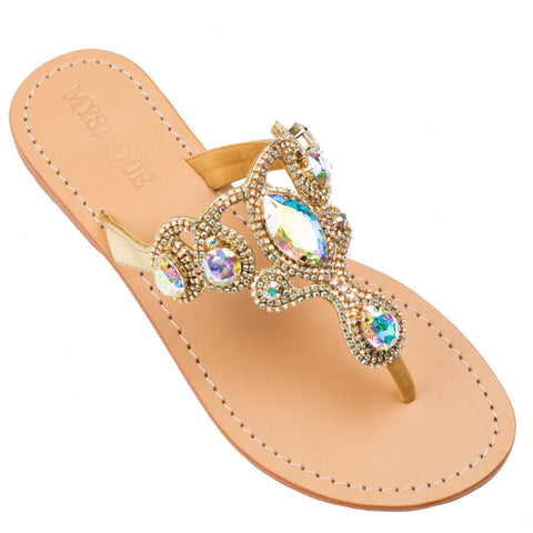 Women's Handmade Jeweled Leather Sandals - Mystique Sandals