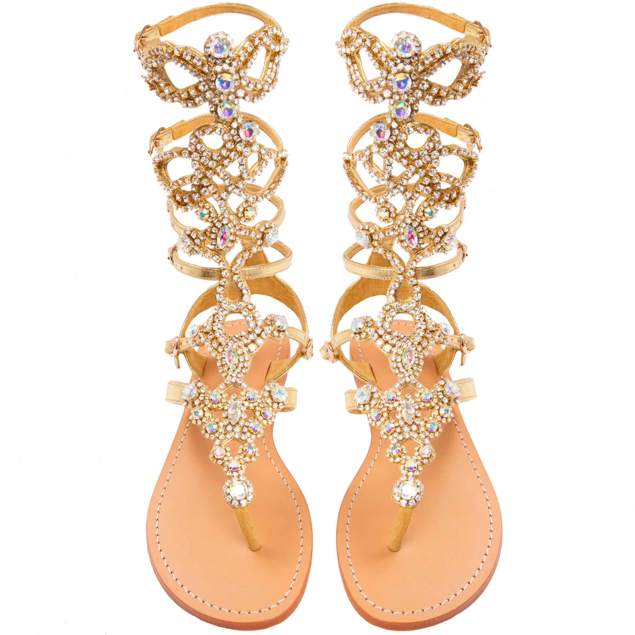 St. Andrews -Women's Gold Gladiator Jeweled Sandals | Mystique Sandals