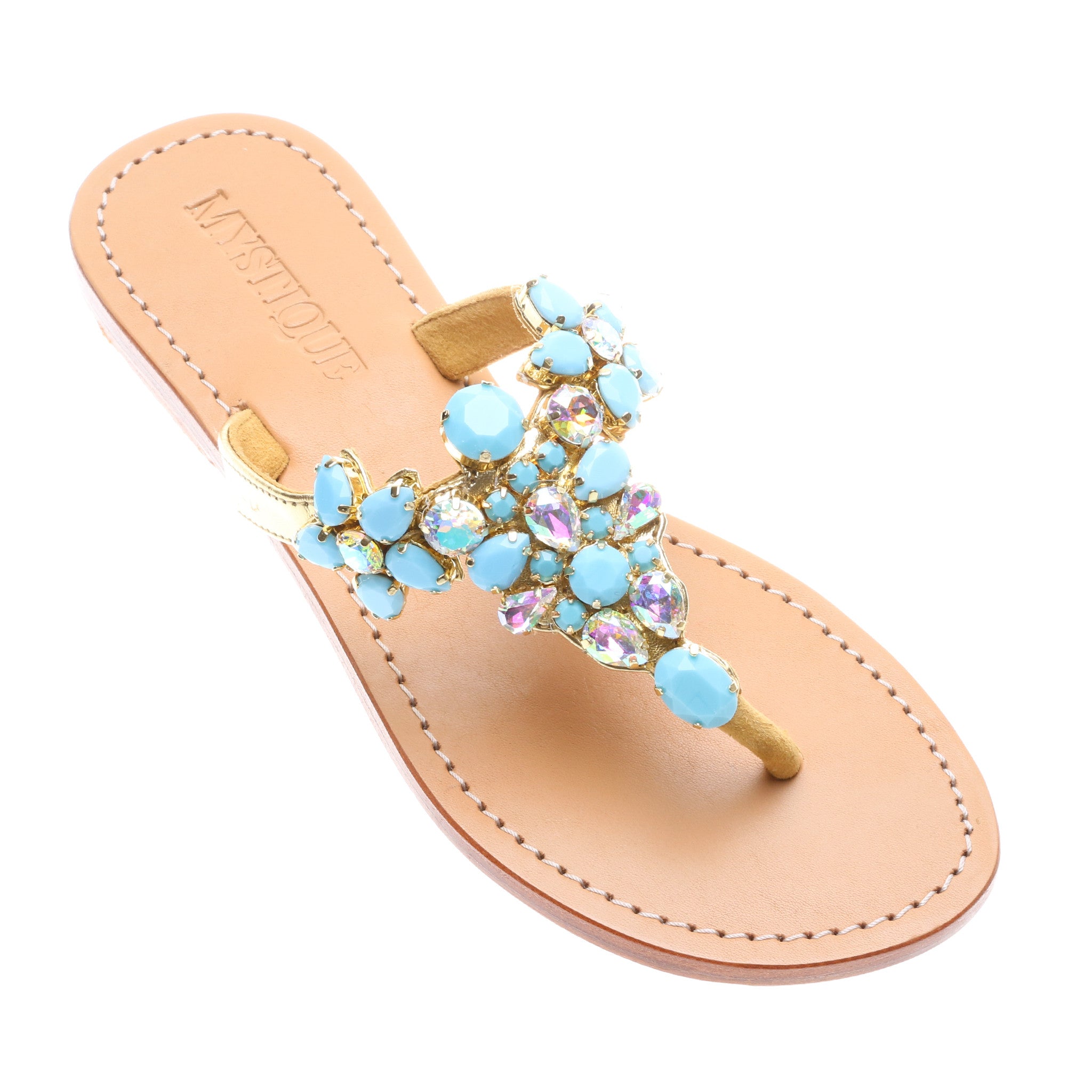 Women's Handmade Jeweled Leather Sandals - Mystique Sandals