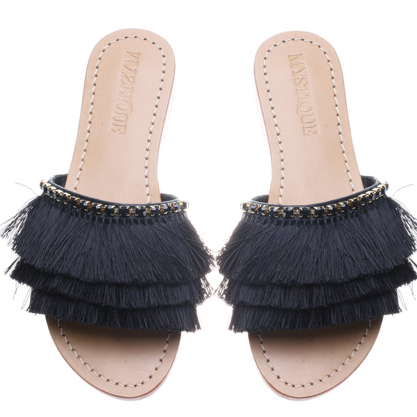 Chelsea - Women's Trendy Fringe Leather Sandals | Mystique Sandals