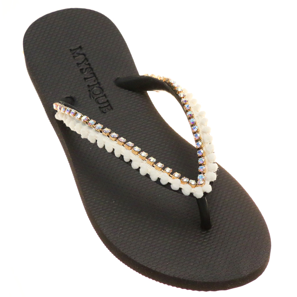 Women's Beachy Rhinestone Beaded Flip Flops | Mystique Sandals