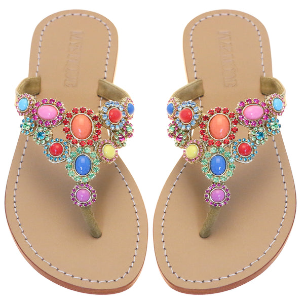 Bilboa - Women's Jeweled Multi Colored Sandals | Mystique Sandals