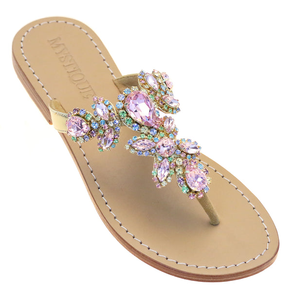 rose gold flip flops with rhinestones