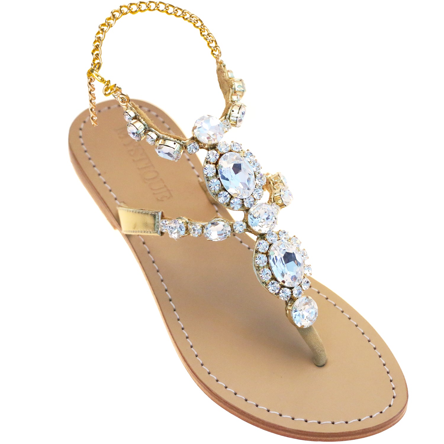 gold jeweled sandals