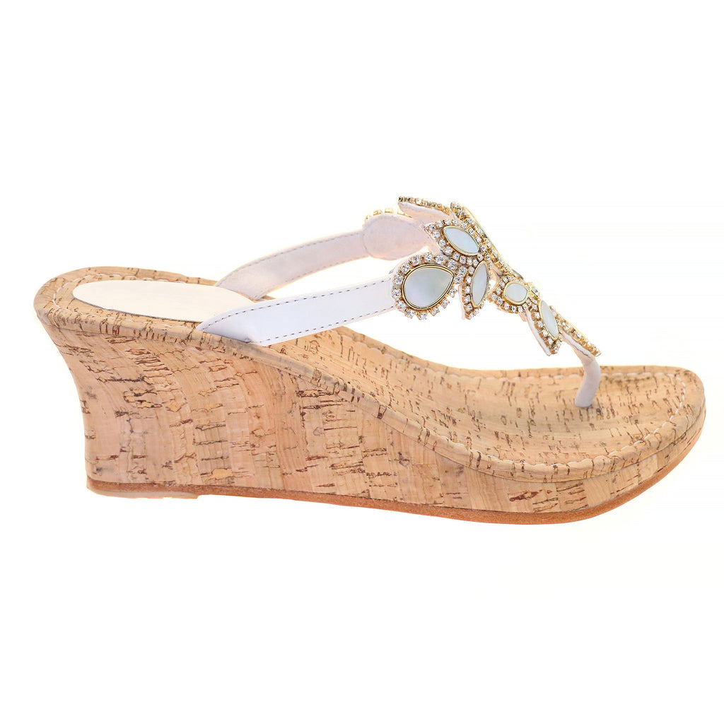 Calabar - Women's Mother Of Pearl Wedge Sandals | Mystique Sandals