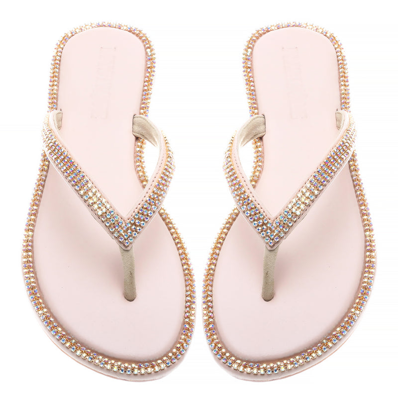 Carson City - Women's Pink Crystal Thong Sandal | Mystique Sandals