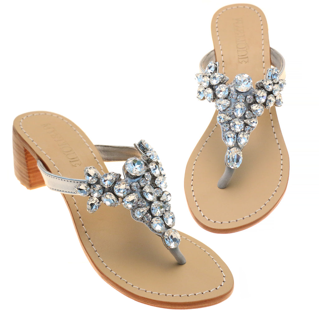 Women's Jeweled & Embellished Wedge Leather Sandals | Mystique Sandals