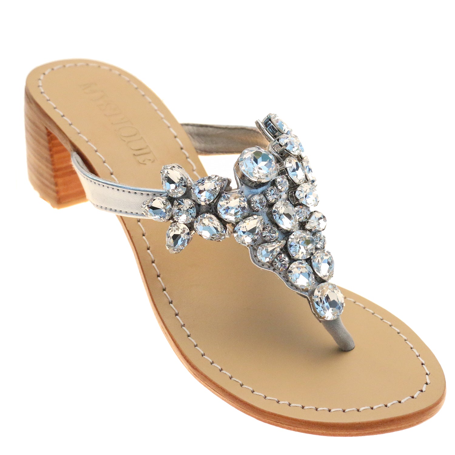 silver jeweled sandals