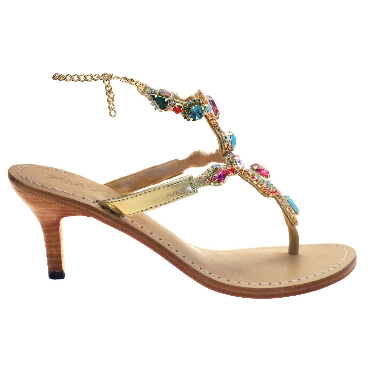 multi colored jeweled sandals
