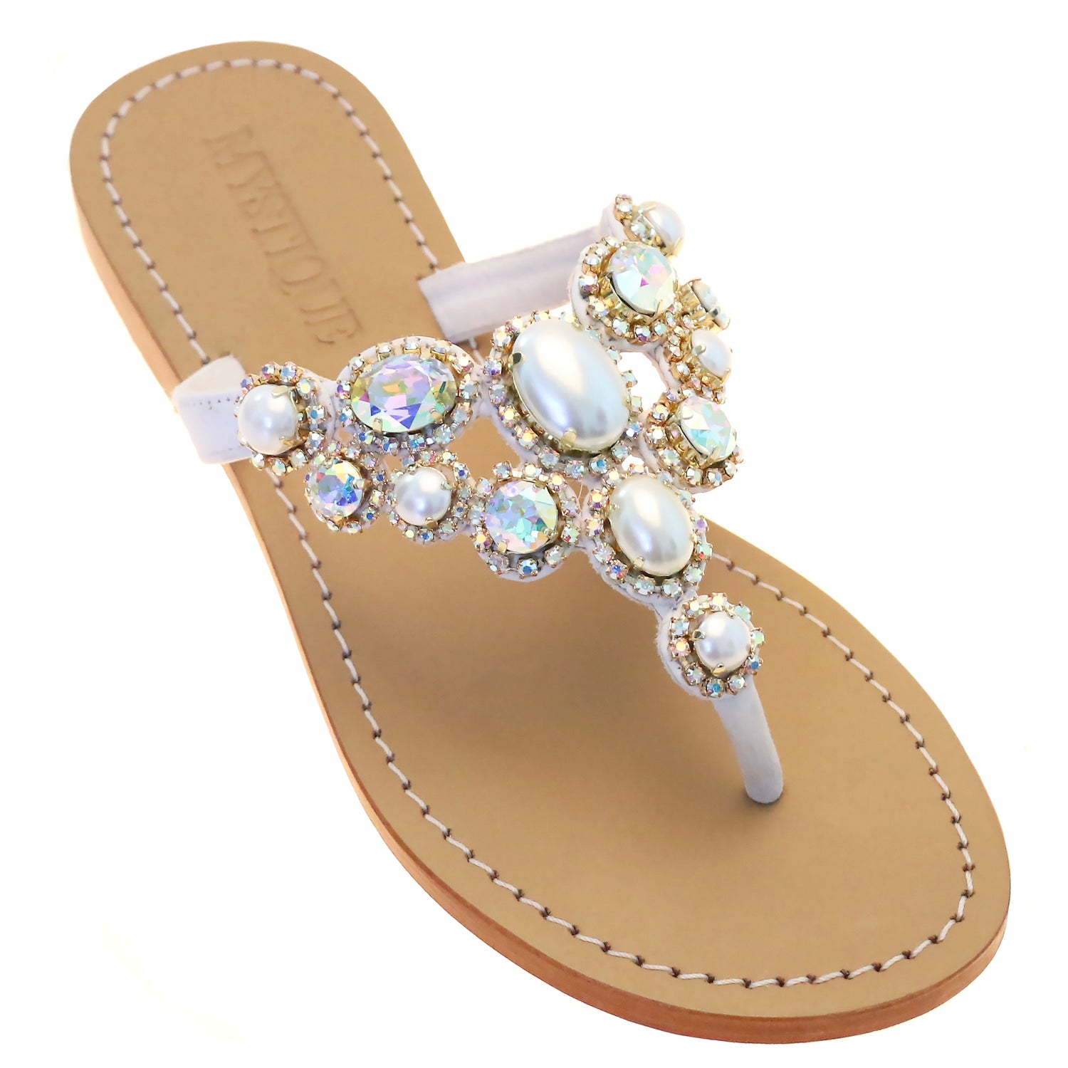 Hoya - Women's Leather Jeweled Sandals | Mystique Sandals