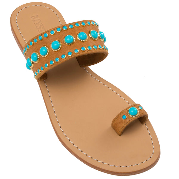 Hollywood Hills - Women's Leather Jeweled Sandals - Mystique Sandals
