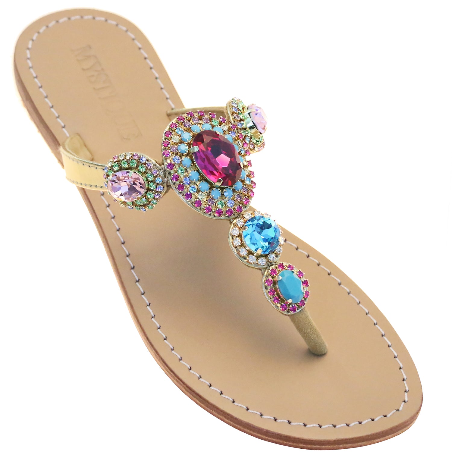 Ibiza - Women's Leather Jeweled Sandals | Mystique Sandals