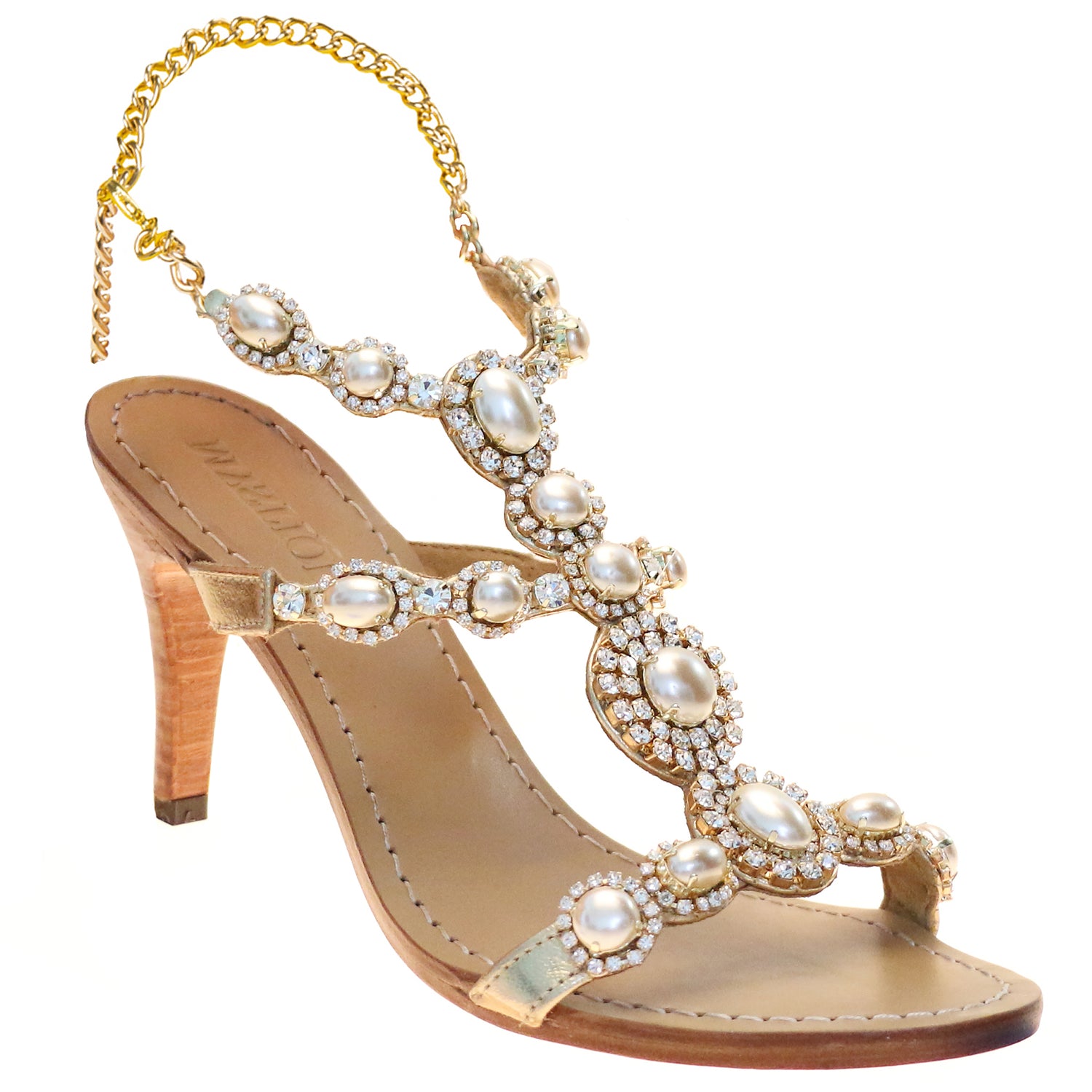 Key West - Women's Gold Embellished Bridal Heels | Mystique Sandals