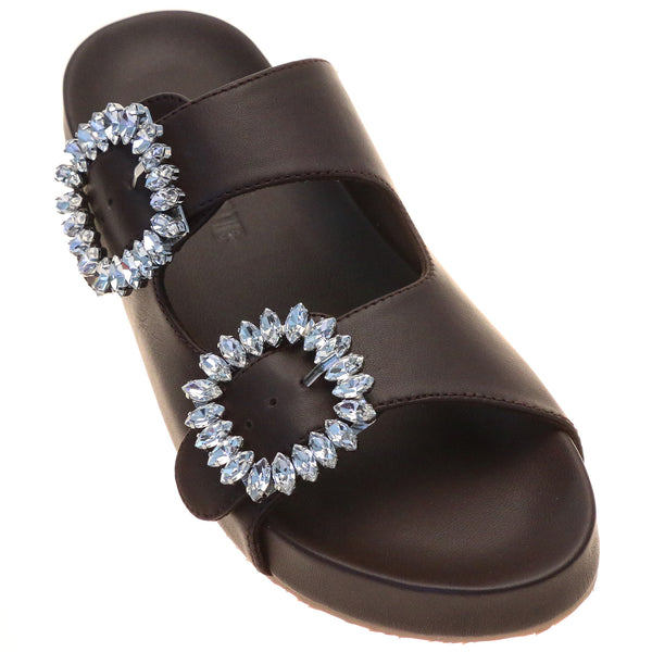 Padded Slides - Women's Padded Footbed Leather Slide Sandals – Mystique ...