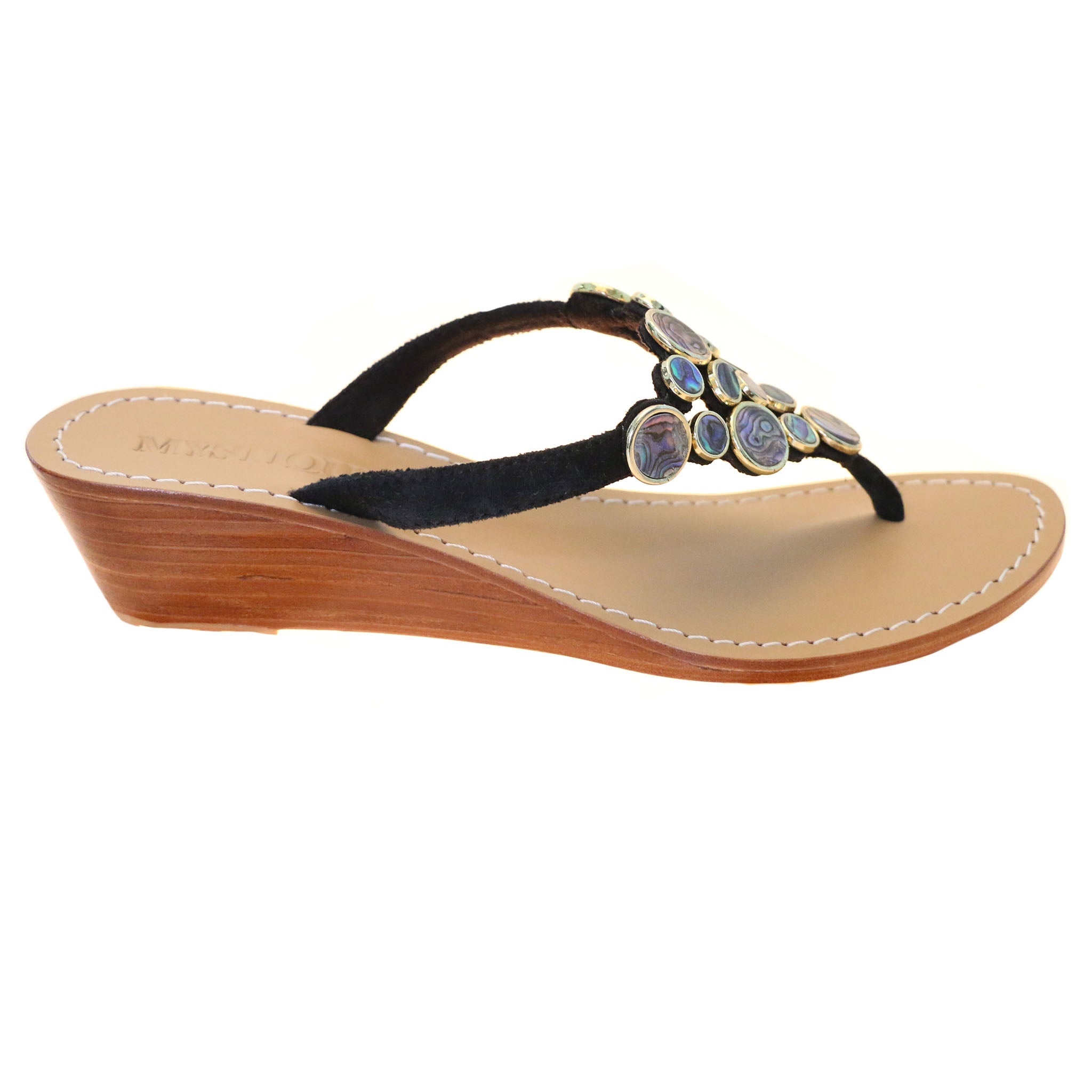 Medellin - Women's Abalone Wedge Leather Sandals | Mystique Sandals