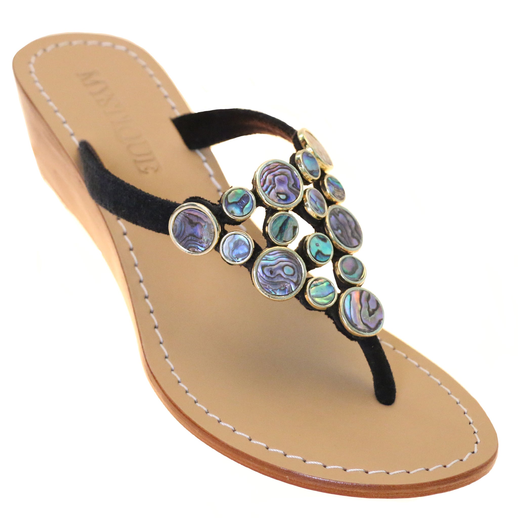 Medellin - Women's Abalone Wedge Leather Sandals | Mystique Sandals