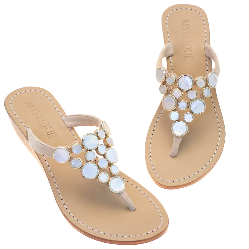 Mexico City - Women's Mother of Pearl Wedge Sandals | Mystique Sandals