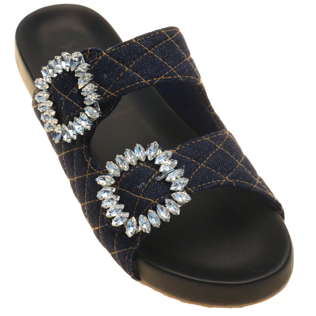 Padded Slides - Women's Padded Footbed Leather Slide Sandals – Mystique ...