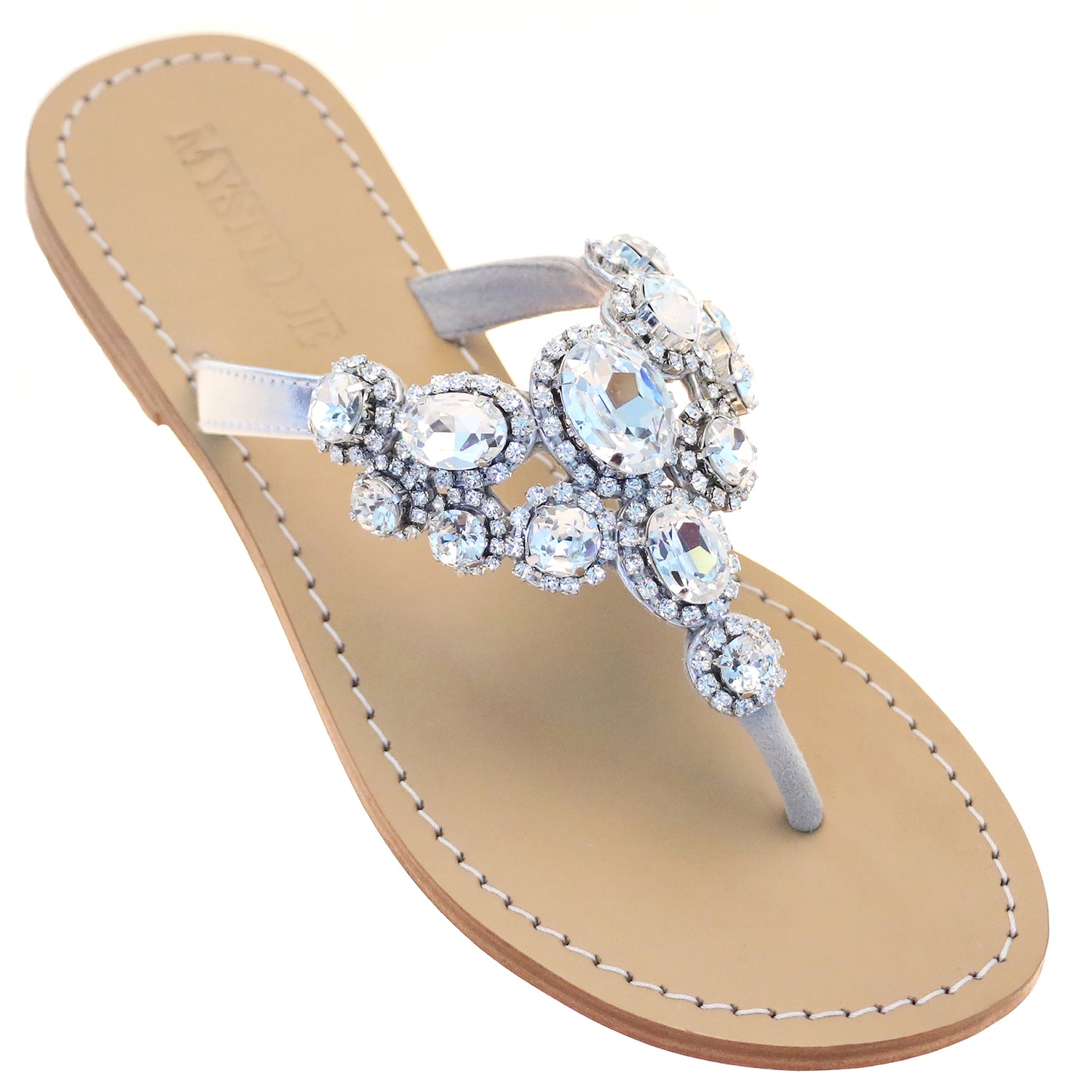Positano - Women's Silver Jeweled Bridal Sandals | Mystique Sandals