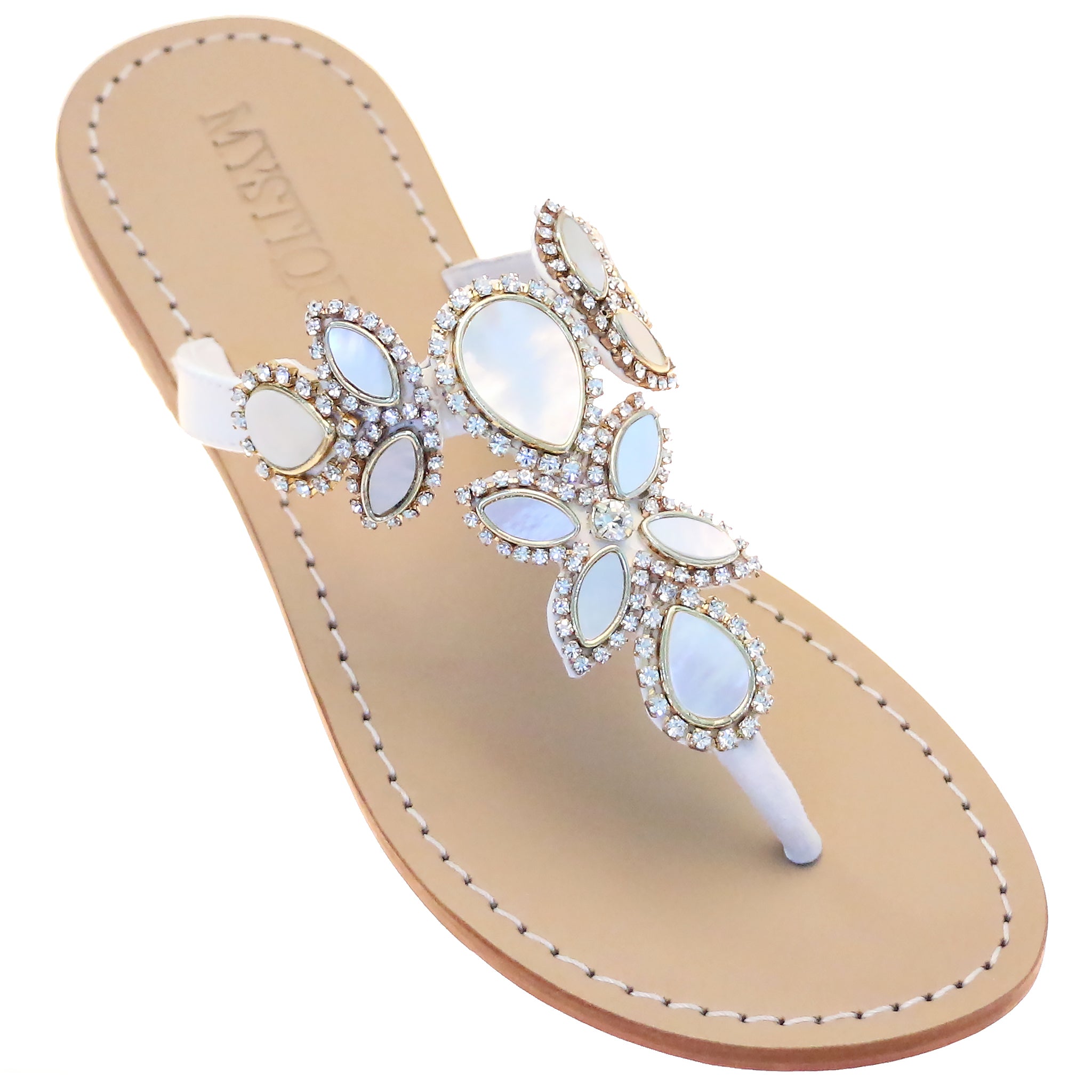 Salvador - Women's White Mother of Pearl Sandals | Mystique Sandals