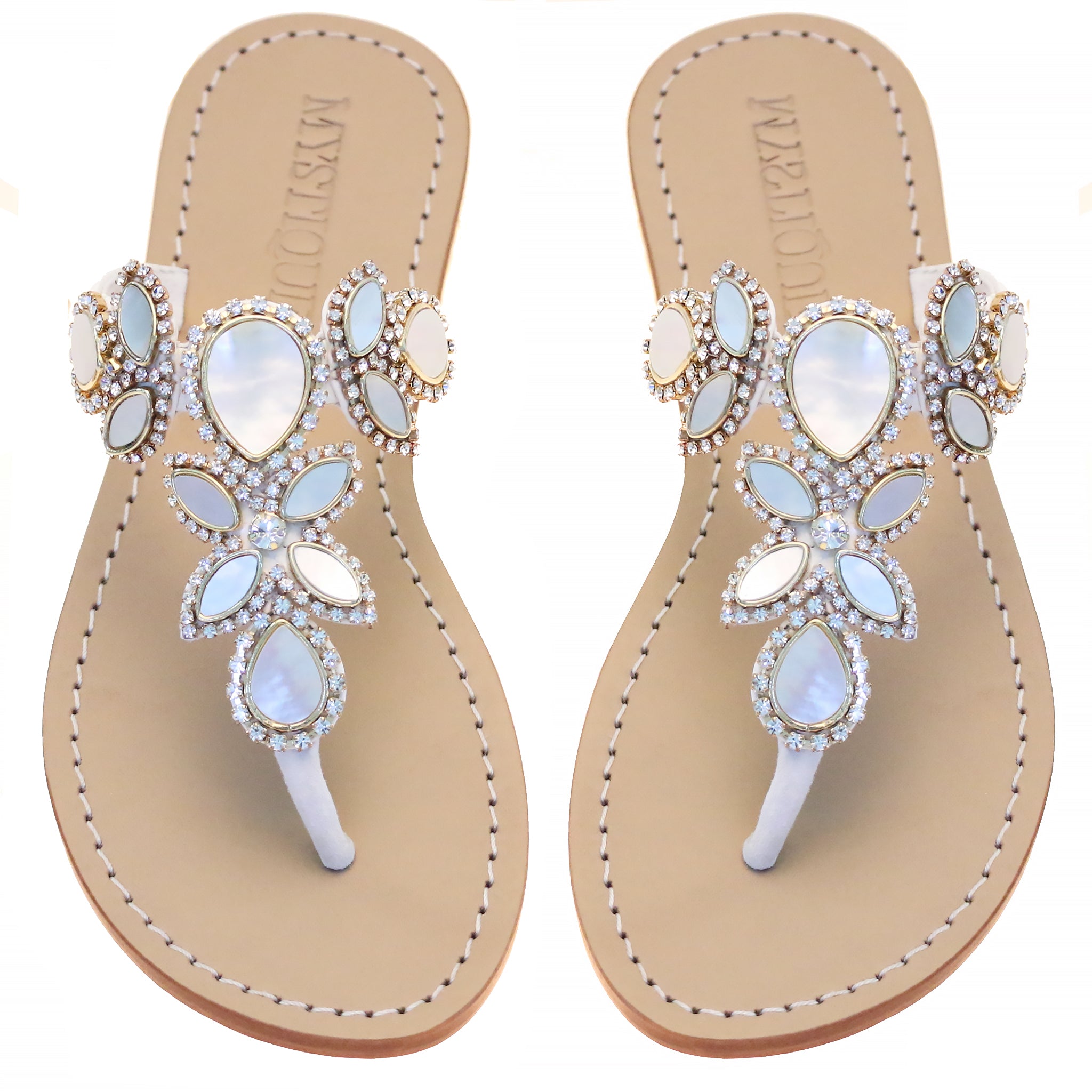 Salvador - Women's White Mother of Pearl Sandals | Mystique Sandals