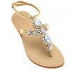 St. Thomas - Women's Gold Leather Jeweled Sandals | Mystique Sandals