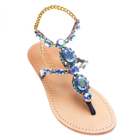 Women's Handmade Jeweled Leather Sandals - Mystique Sandals