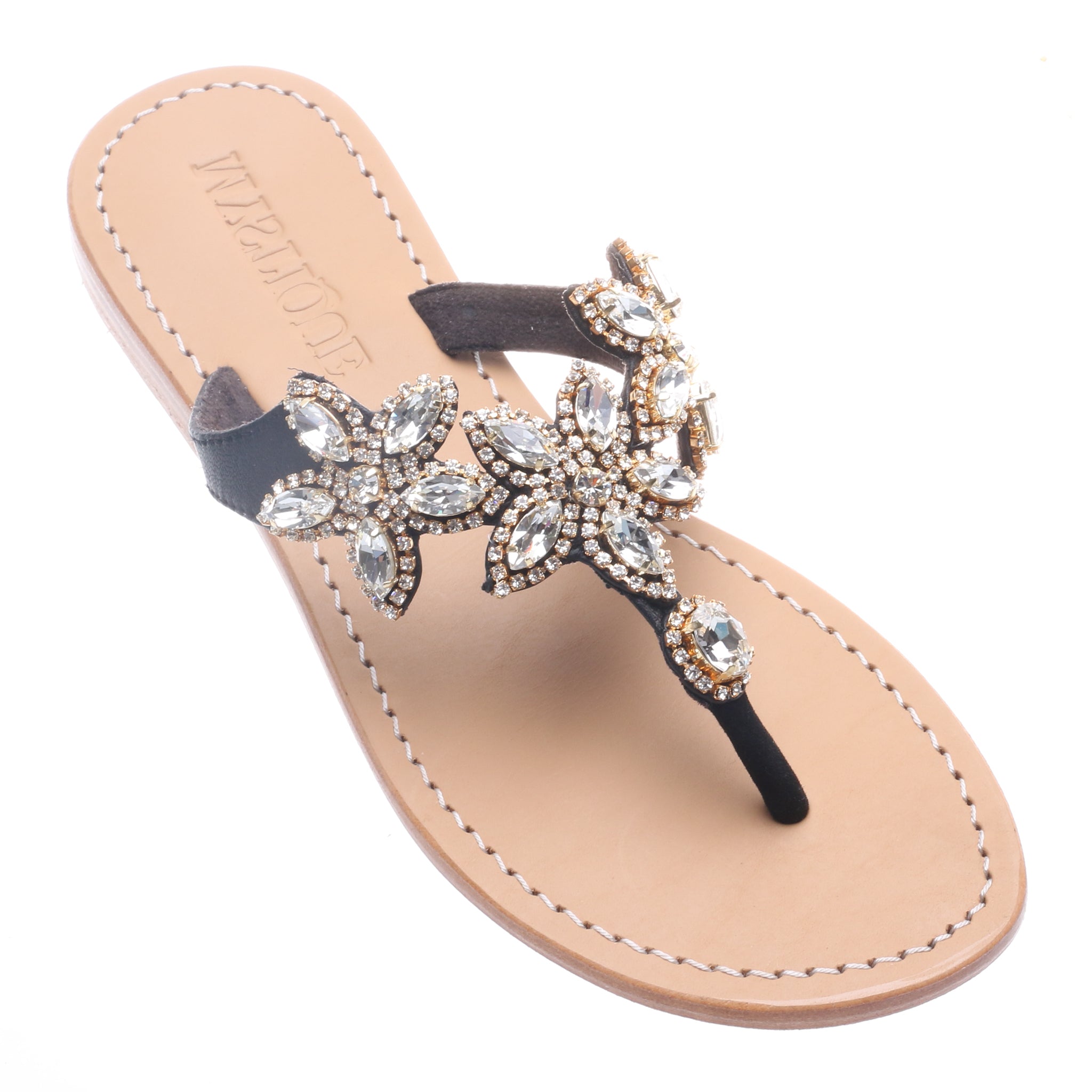 Women's Handmade Jeweled Leather Sandals - Mystique Sandals