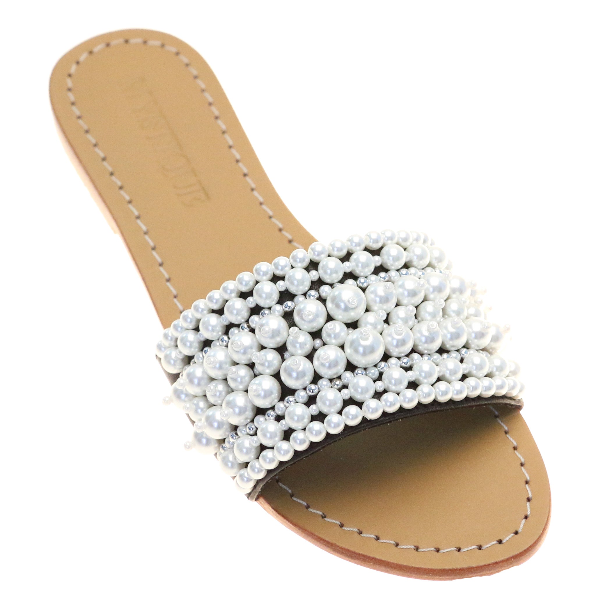 Quebec - Women's Pearl Slide Leather Flat Sandal | Mystique Sandals