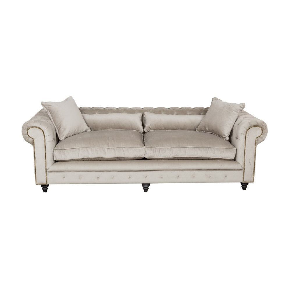 Kensington Chesterfield Grey Velvet Sofa 3 Seater INTERIORS ONLINE