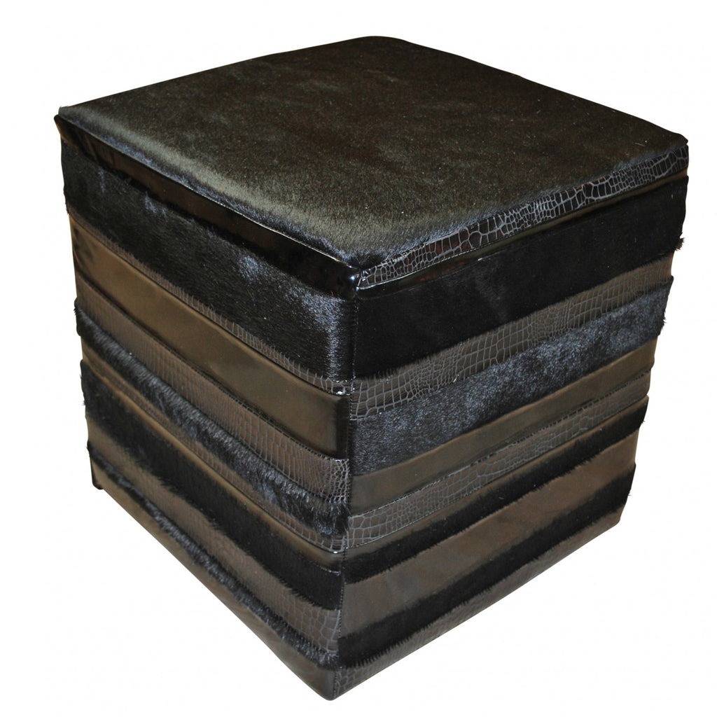 Cowhide And Leather Cube Ottoman Interiors Online