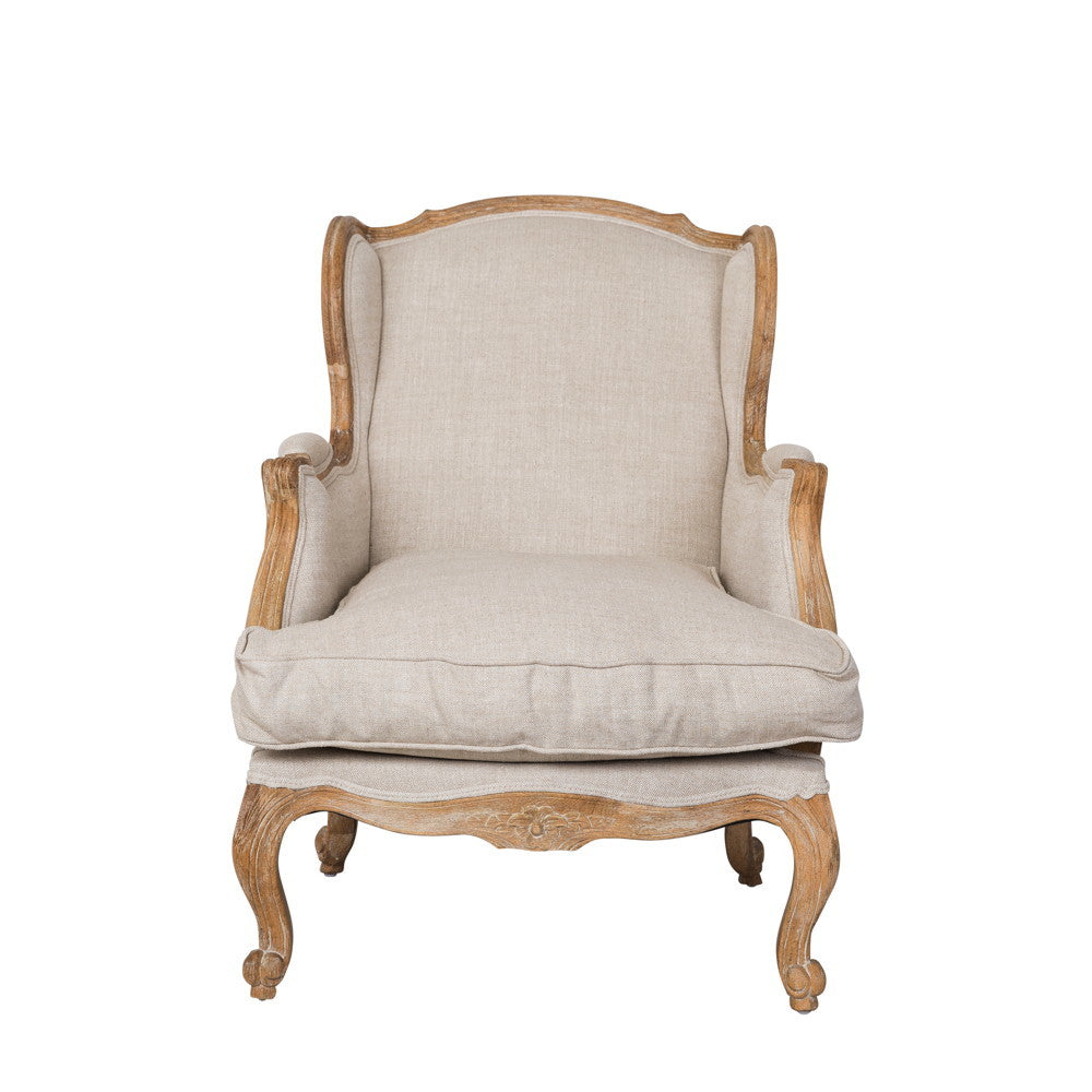 Louis Xv Bergere Oak Wing Chair