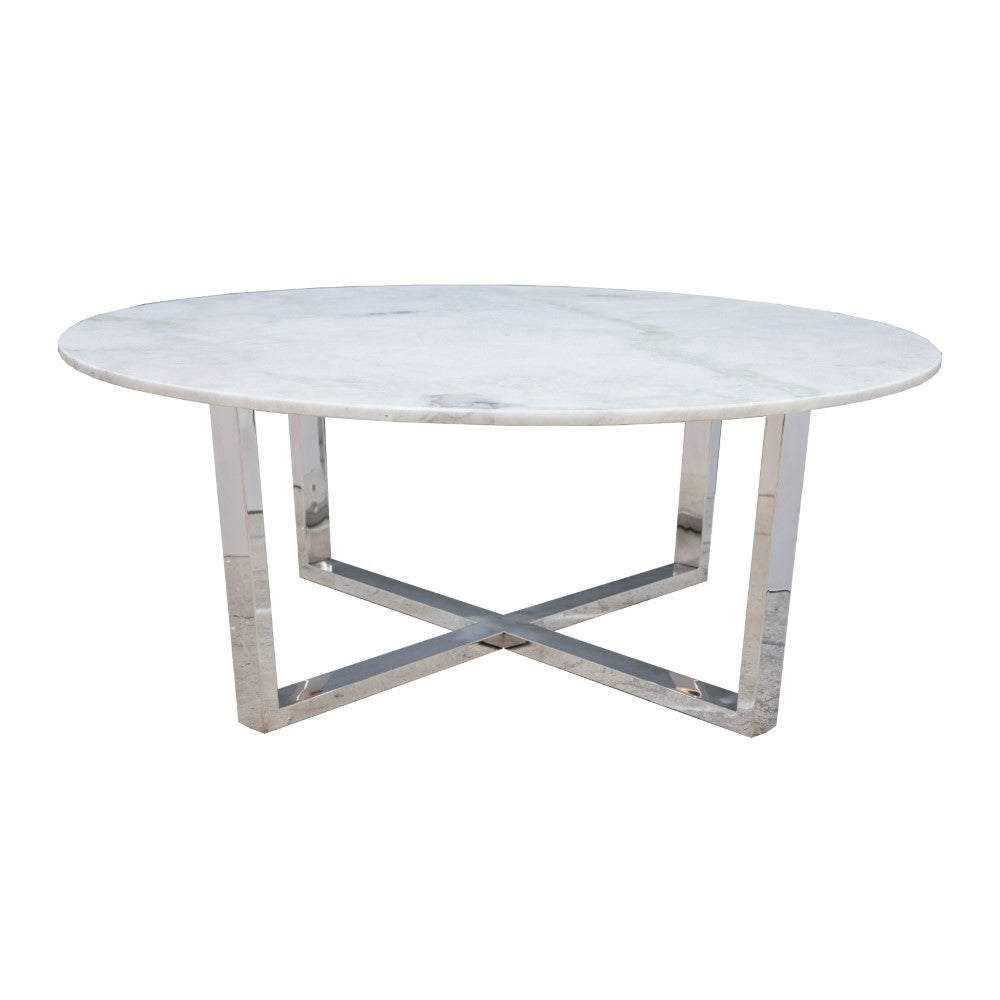 Ayton Stainless Steel Coffee Table With Marble Top Interiors Online