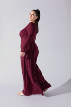 Go With The Flow Long Sleeve Jumpsuit - Garnet Nav Image 6