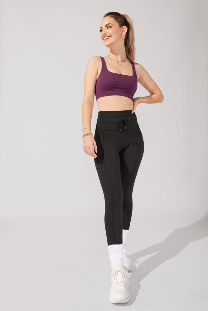 Crossover leggings with pockets black Logo on Waist — Charlotte Art League