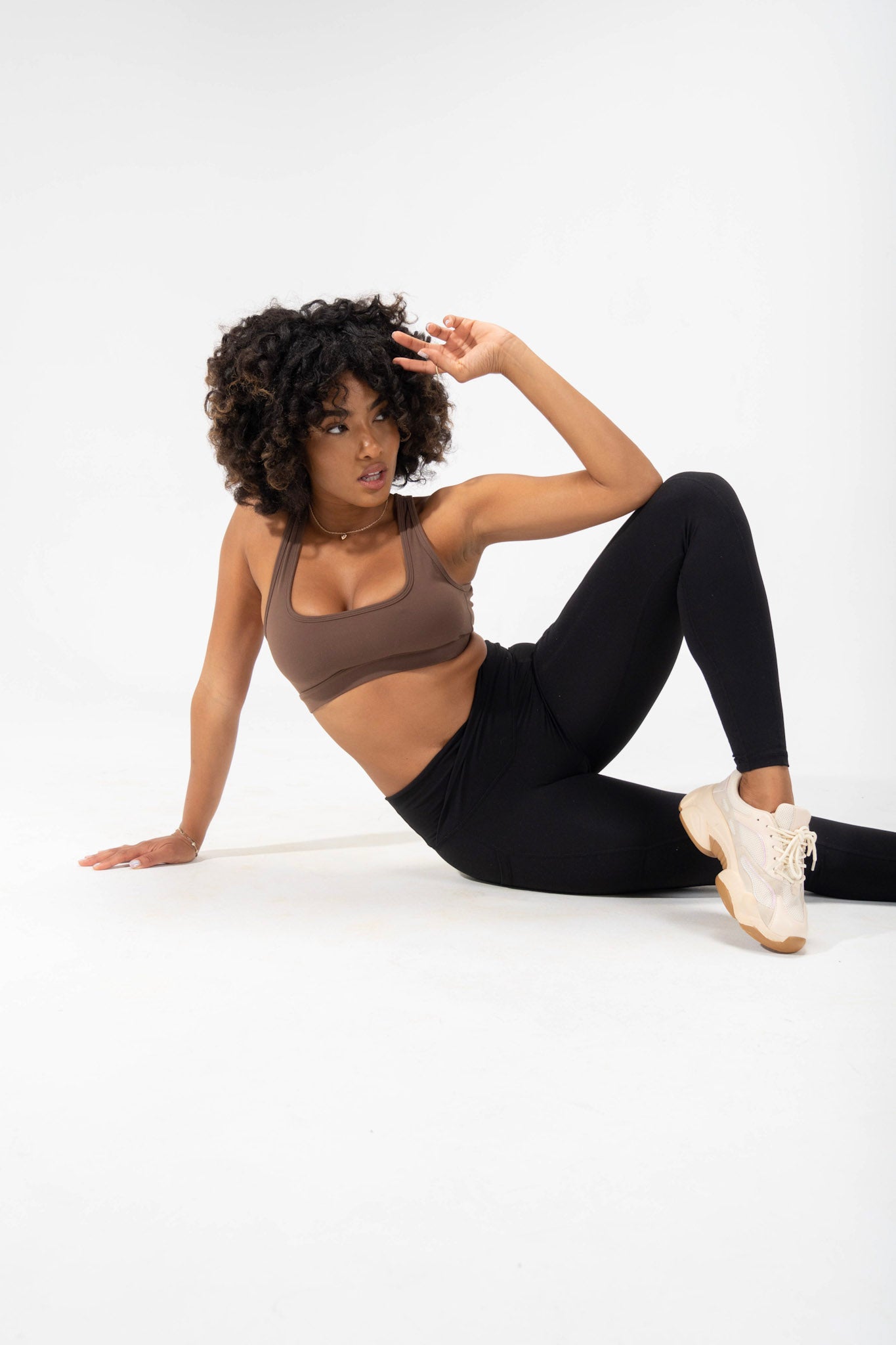 model wears cute minimal activewear, sports bra from the POPFLEX basics collection, captivate bra