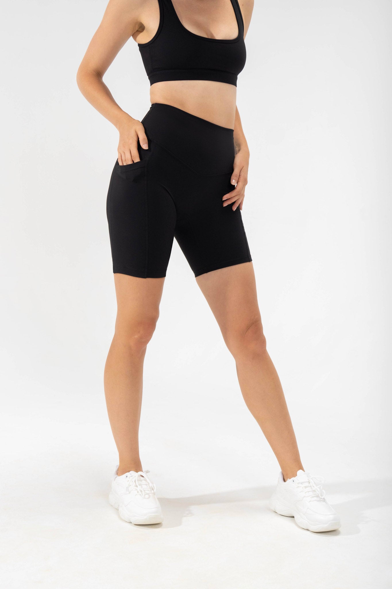 black biker short fashion cute activewear, POPFLEX soft supersculpt short in black