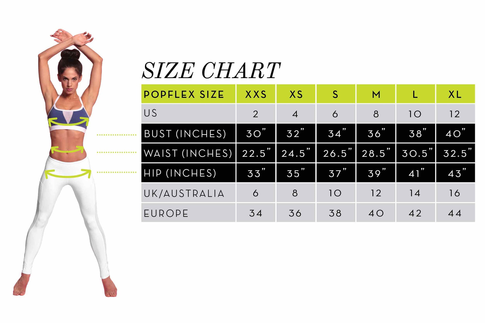 Yoga Pants Sizing Chart