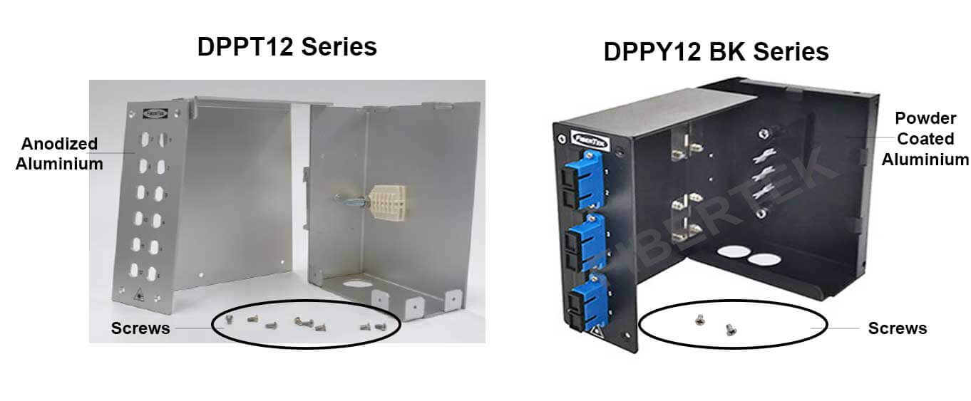 Comparison on the number of screws - DPPT12 and DPPY12 BK Series