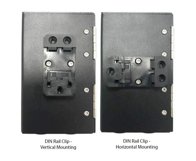 DIN Rail Mounting Clip Positions - Vertical and Horizontal