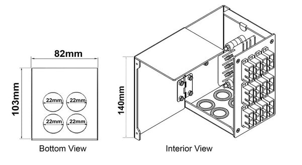 Dimension diagram of DPPY24 series with LC Quad Duple Adapters