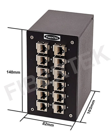 Dimension diagram for STP Cat 6A DPPY24-12-S6A(BK) Patch Panel