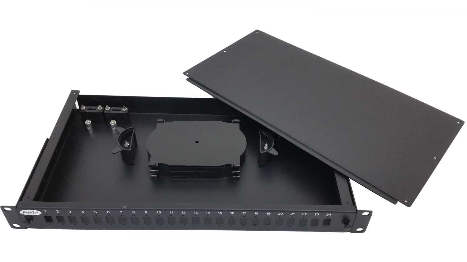 FPP124 Series Rack Mount Patch Panel for SC simplex adapter with top cover removed