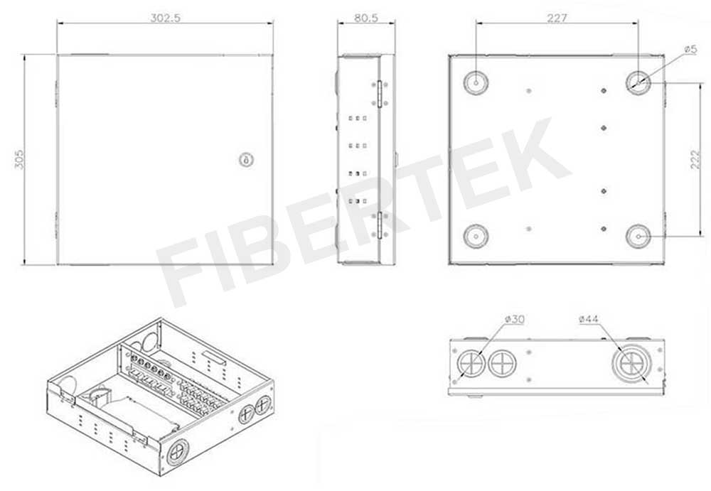 Basic construction with dimensions for FTBT24 Series