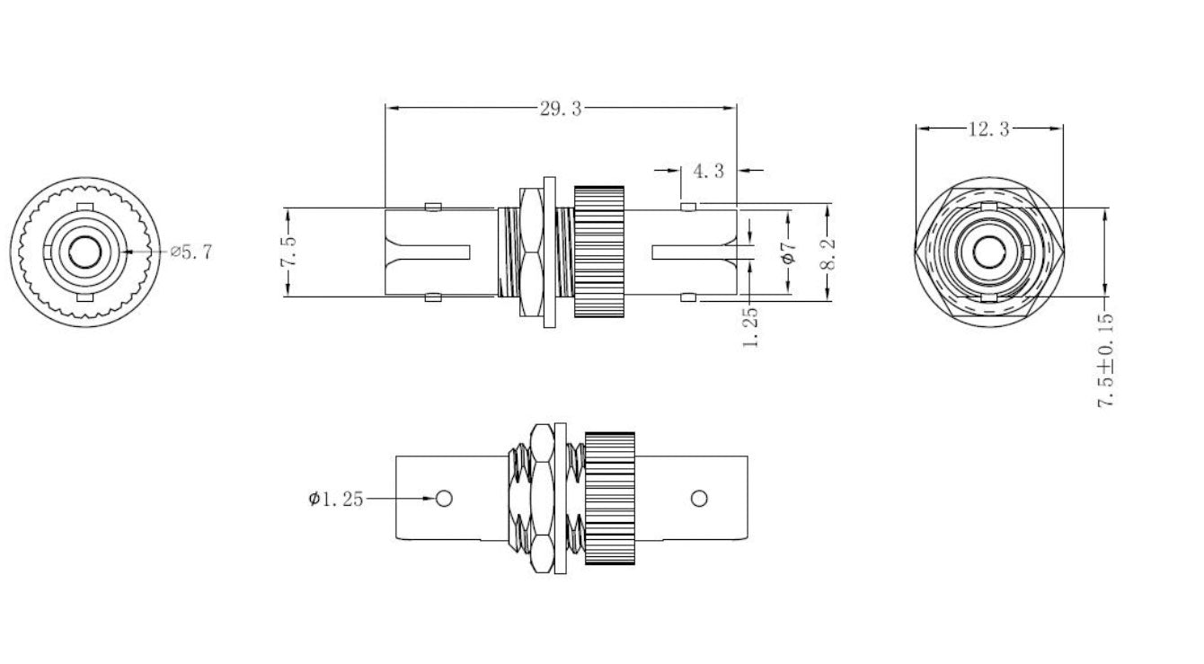 ST Simplex Fiber Optic Adapter Dimension