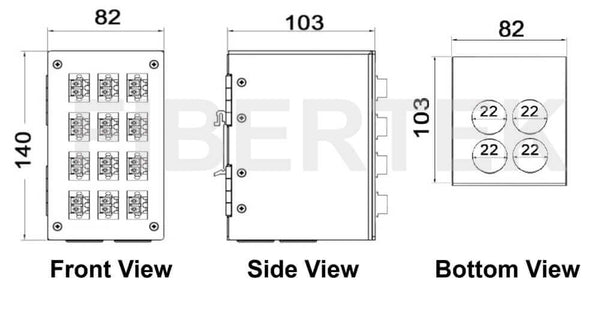 Sectional views of DPPY24 series with LC Duplex Adapters