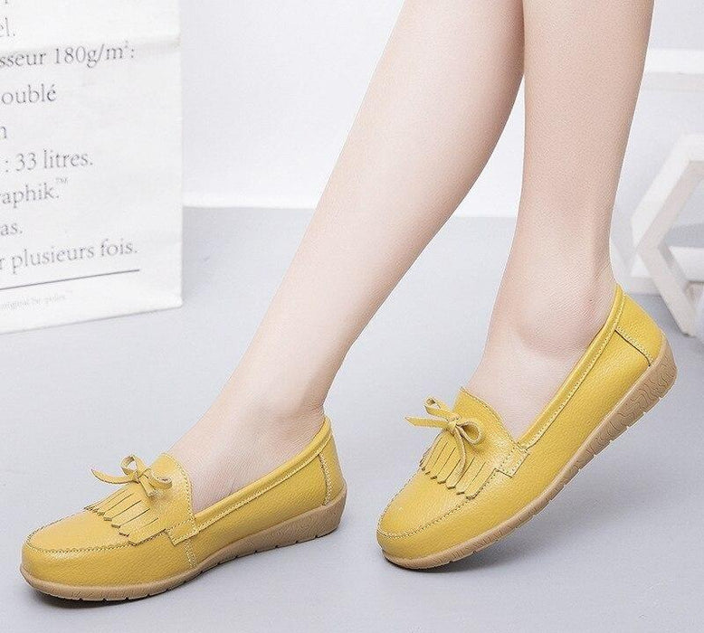 Casual Spring Autumn Women's Soft Genuine Leather Tassels Loafers - SolaceConnect.com